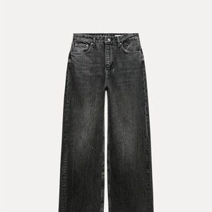 Zara Women's Black Wide-Leg Jeans